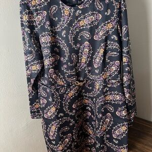 Renuar Black and Purple Paisley Midi Dress
